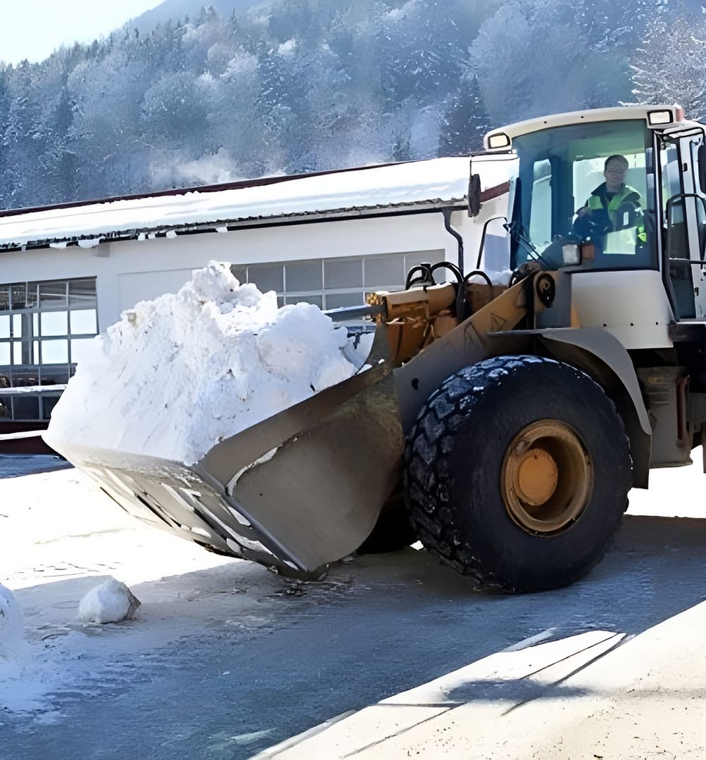 Radlader von Hettegger Transporte beim Schneeräumen